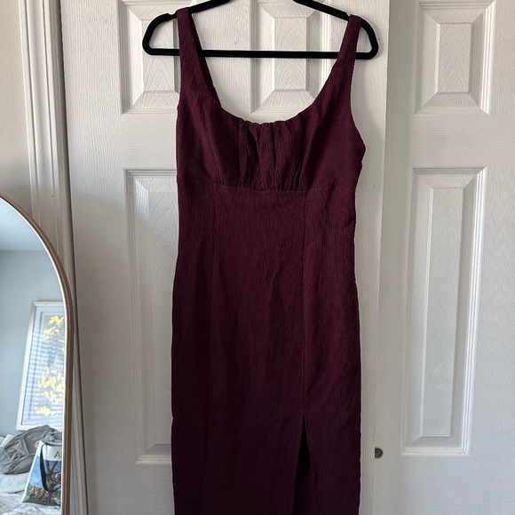 Lulu's Midi Burgundy Dress - Picture 1 of 3